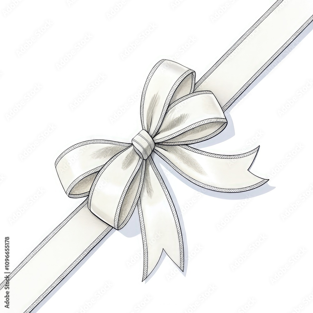 Elegant White Ribbon Bow With Isolarz Scale on a Smooth Background. Generative AI Elegant White Ribbon Bow With Isolarz Scale on a Smooth Background. Generative AI
