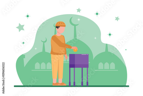 Charity and donation concept. Colored flat vector illustration isolated.