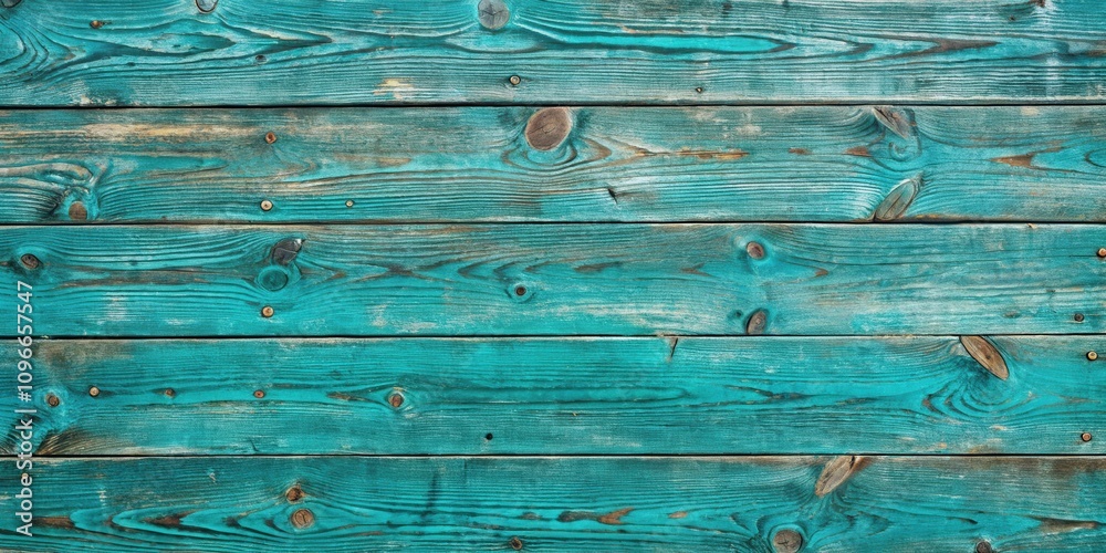 Obraz premium Rustic Turquoise Wooden Planks with a Distressed and Weathered Texture, Perfect for Backgrounds and Designs