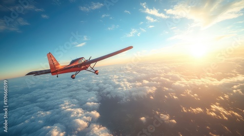 Airplane images, Aircraft Soaring Above the Clouds in a Clear Blue Sky