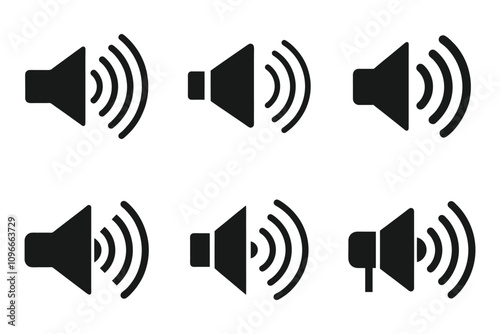 A set of Sound outline silhouette icons on a white background