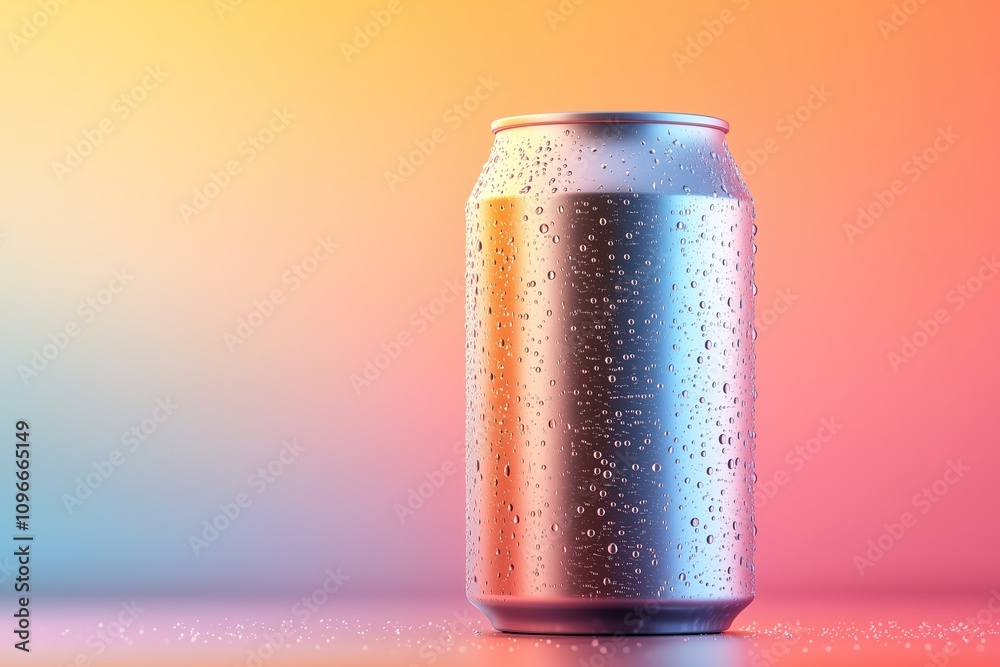 A high quality mockup of a metallic beverage can, perfect for showcasing brand designs and packaging concepts in a sleek, modern presentation A high quality mockup of a metallic beverage can, perfect for showcasing brand designs and packaging concepts in a sleek, modern presentation