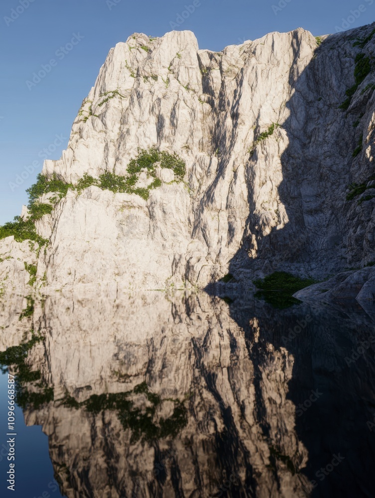Awe-inspiring Mountain Reflection in a Serene Alpine Lake. Breathtaking Landscape Painting. Majestic Peaks, Tranquil Water, and Stunning Scenery