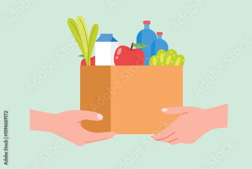 Charity and donation concept. Colored flat vector illustration isolated.