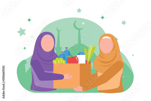 Charity and donation concept. Colored flat vector illustration isolated.