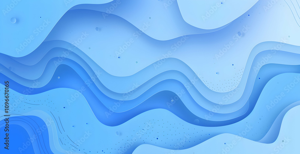 Blue gradient background with abstract wavy lines. Simple flat vector illustration