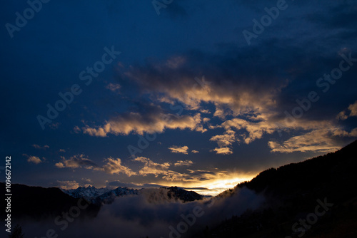 winter alpine sunset