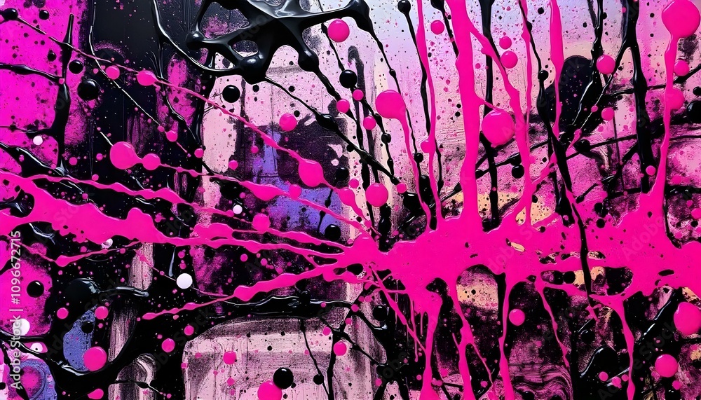 Obraz premium chaotic, abstract, splatter, drip, paint, random, patterns, bold, muted, tones, colorful, layered, depth, texture, energetic, movement, spontaneity, raw, emotion, artistic, modern, dynamic, vibrant