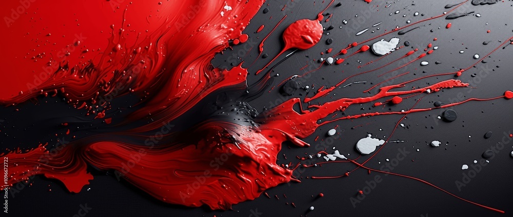 Abstract Hyper-Realistic Red Black White Paint Splashes Modern Art Texture Abstract Hyper-Realistic Red Black White Paint Splashes Modern Art Texture