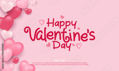 Valentine's Day poster with cute heart decoration. happy valentine's day template vector design