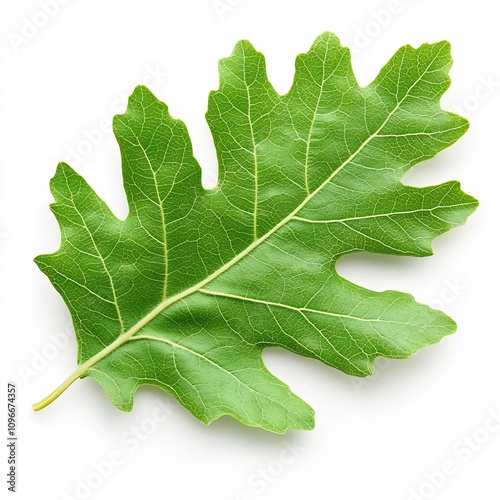 Detailed Macro Shot of a Lush Green Oak Leaf in Natural Environment