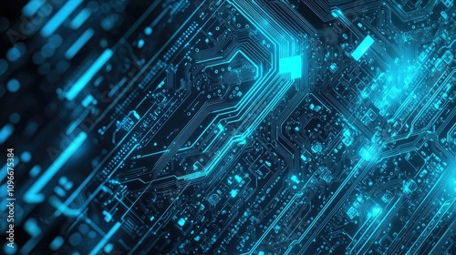 Wallpaper Mural A graphic art piece with light blue as the main color, evoking themes of technology, IT, and strategy Torontodigital.ca