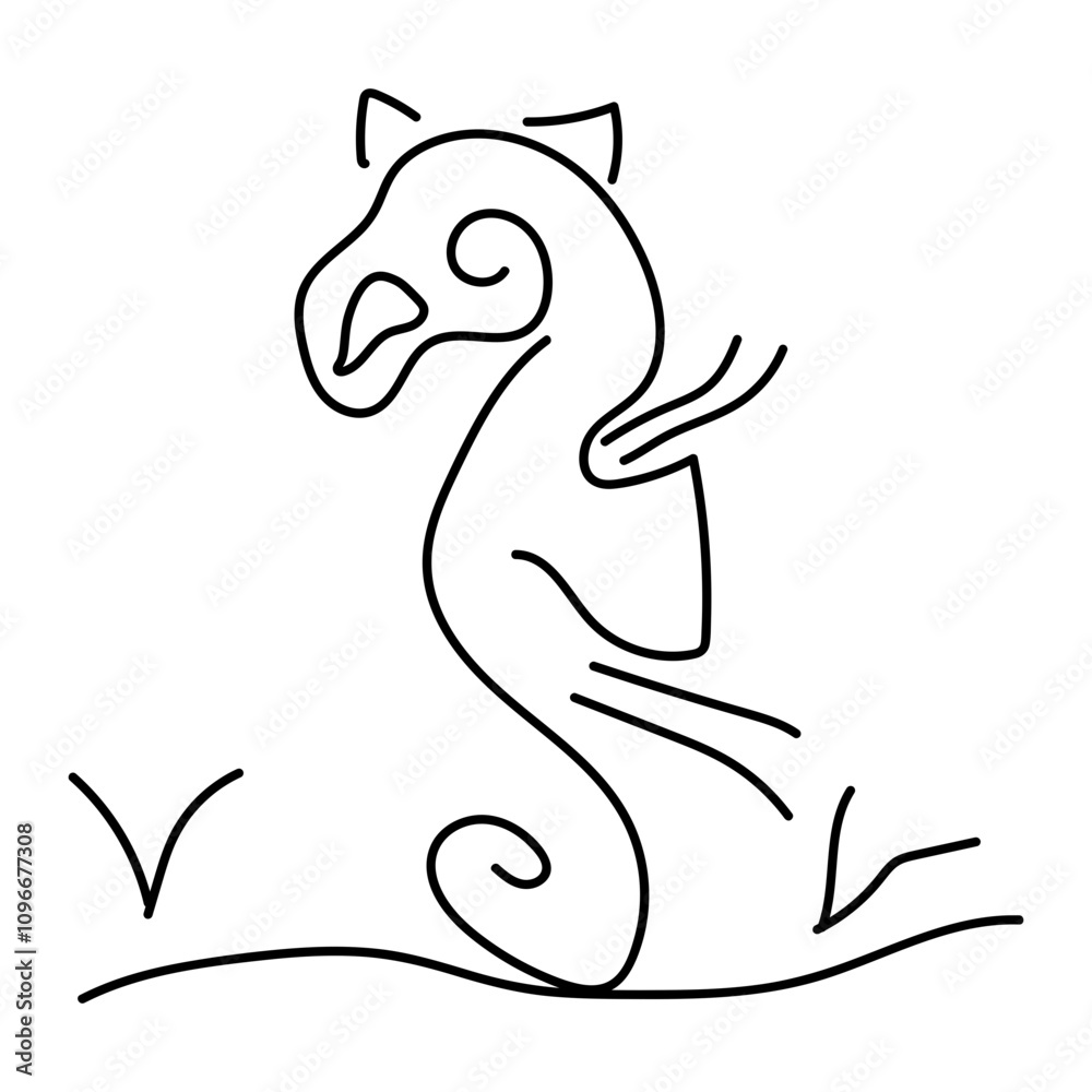 Naklejka premium Animal Doodle Line Art Illustration