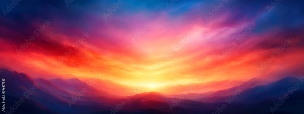 Naklejka premium Ethereal Solitary Silhouette Amidst Dramatic Mountainous Landscape