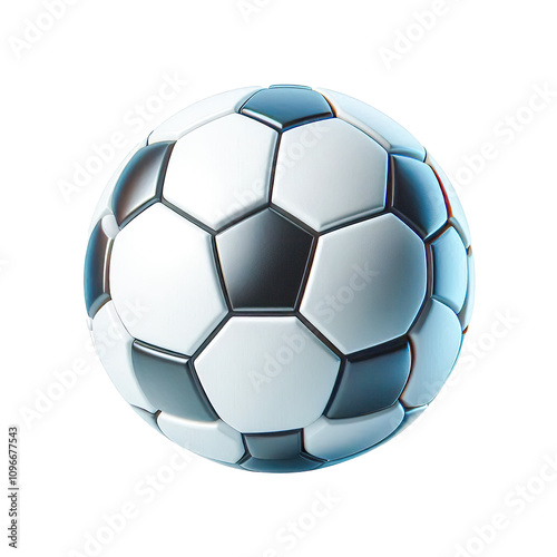 Realistic soccer ball 3D sport transparant isolated background