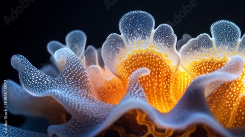 Captivating high contrast macro photograph showcasing the intricate organic patterns and delicate details found within the natural world