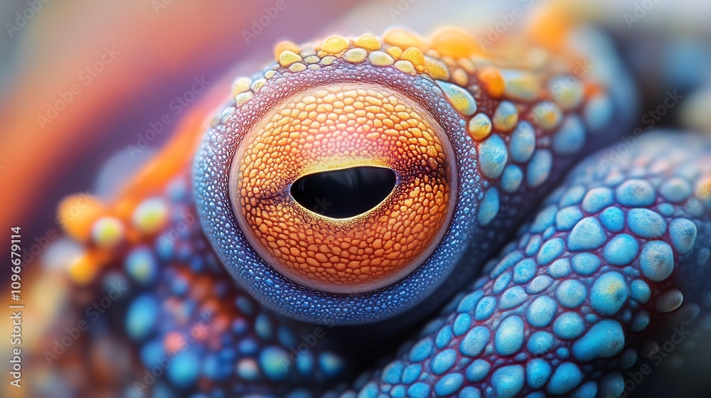 Fototapeta premium Captivating macro level photography showcasing the vibrant color rich details of a reptilian eye This striking image captures the natural and mesmerizing allure of the natural world