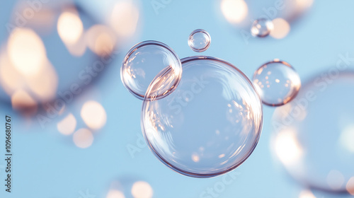 Rainbow soap bubbles on bright colorful background close up