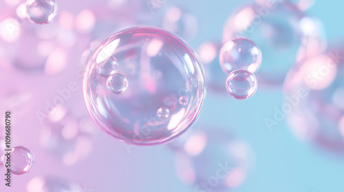 Rainbow soap bubbles on bright colorful background close up