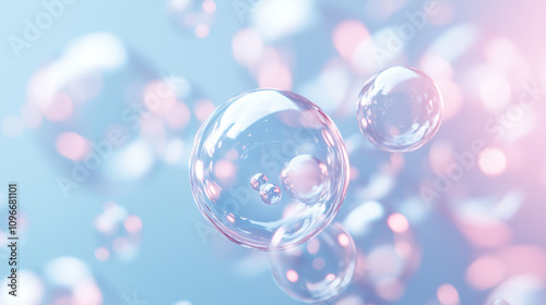 Rainbow soap bubbles on bright colorful background close up
