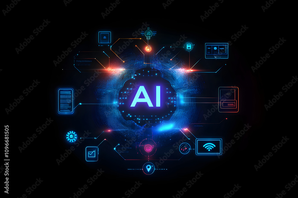 Concept art for a digital network of AI technology
