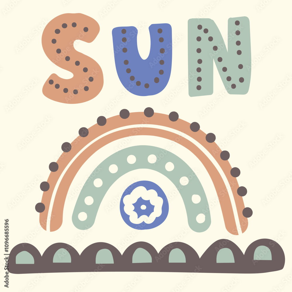 Fototapeta premium Cute pictures with rainbow and summer 24