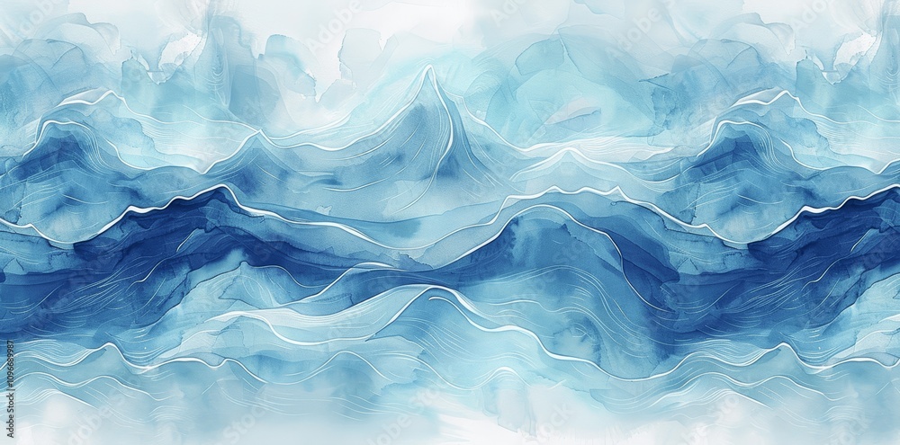 Abstract Teal Ocean Waves Watercolor Texture Abstract Teal Ocean Waves Watercolor Texture