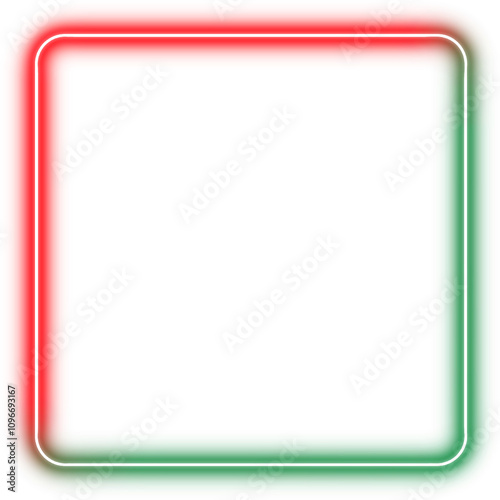 Neon square frame. Christmas light Border frame. Digital LED light 