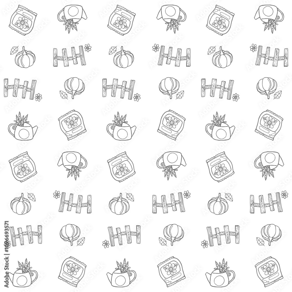 doodle gardening icon pattern doodle gardening icon pattern