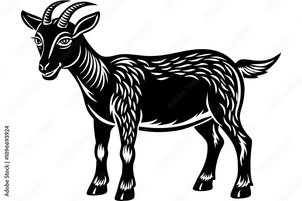 Fototapeta premium A Goat Vector Black Silhouette