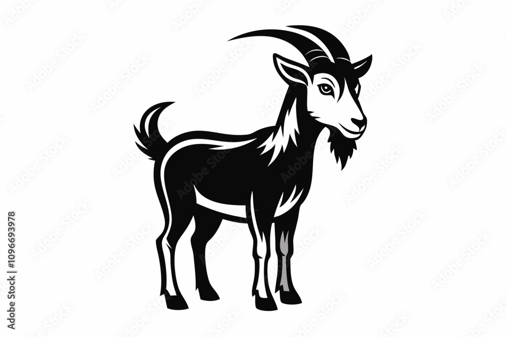 Fototapeta premium A Goat Vector Black Silhouette