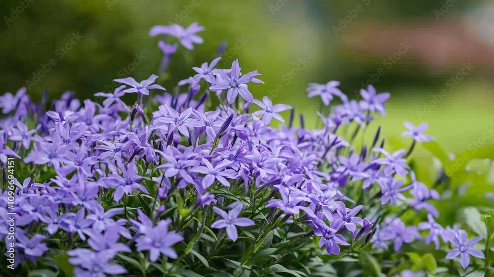close-up shot of creeping phlox with green environment close-up shot of creeping phlox with green environment