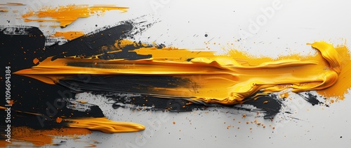 Yellow and Black Abstraction with Dynamic Strokes photo