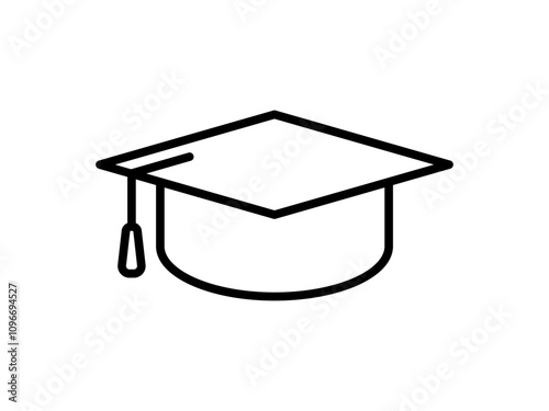 Simple vector icon flat style graduation cap for educational apps and websites, logo sign symbol illustration, isolated on white