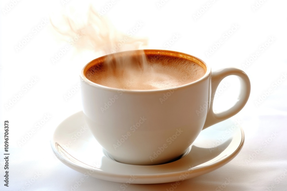 A warm and inviting cup of coffee with steam rising from the top A warm and inviting cup of coffee with steam rising from the top