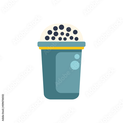 Refreshing bubble tea is served in a plastic cup with a lid, showing delicious tapioca pearls