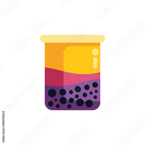 Refreshing illustration of a bubble tea cup showing layers of tapioca balls, milk and ice