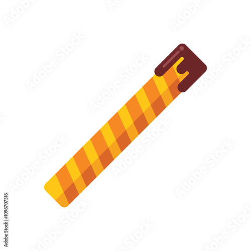 Chocolate covered wafer cookie stick dipped in chocolate flat design icon