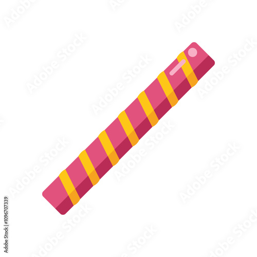 Pink and yellow pool noodle floating on a white background, summer fun in the sun