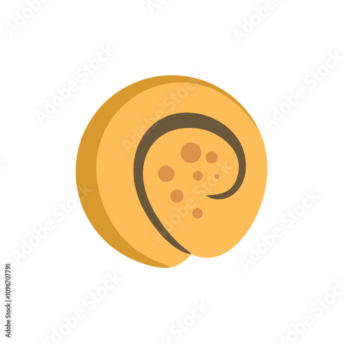 Round bread roll with a crispy crust is lying on a table
