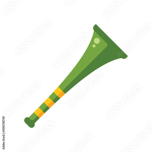 Green and yellow vuvuzela representing the colors of brazil, ready to cheer for your favorite team