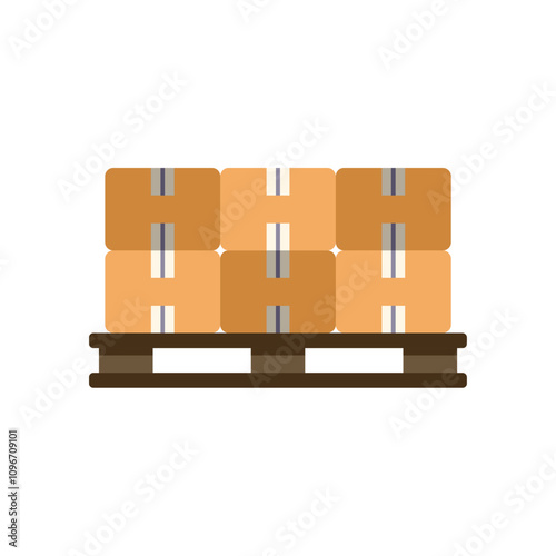 Cardboard boxes stacked and awaiting delivery on wooden pallet