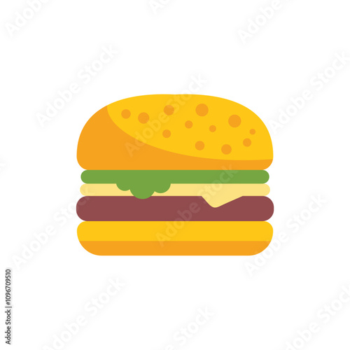 This icon features a delicious looking burger with a patty, cheese, and lettuce, making it perfect for representing fast food