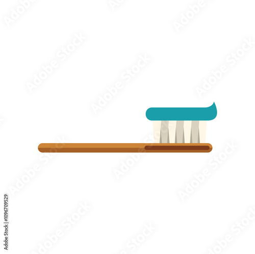 Wooden toothbrush with blue toothpaste is laying horizontally, emphasizing the significance of maintaining good oral hygiene practices