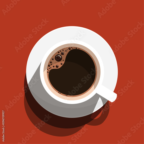 cheerfulness. coffee, cup of coffee on a red background. vector