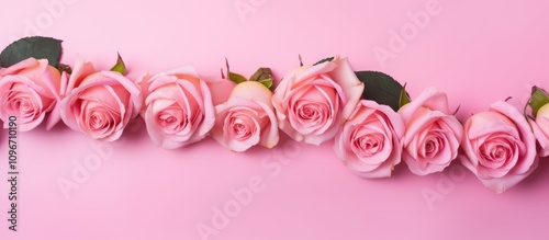 Wallpaper Mural Vibrant pink roses arranged on a soft pink backdrop ideal for romantic gifts and greeting cards flat lay top view Torontodigital.ca