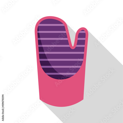 Kitchen oven mitt with stripes providing protection from heat while handling hot cookware