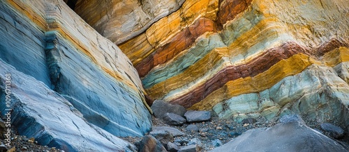 Vibrant rock formations showcasing colorful layers in the Rocky Mountains of Patagonia ideal for climbing and outdoor adventure photography photo