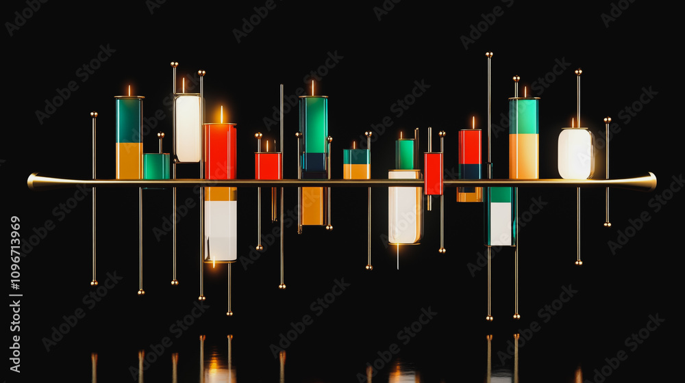 Abstract black background with Colorful charts and graphs with statistics to innovative analyze business potential and forecast future development of companies growth.