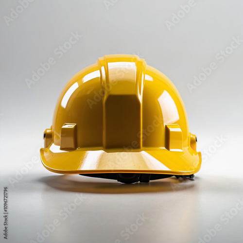 Bright Yellow Safety Hard Hat on White Background